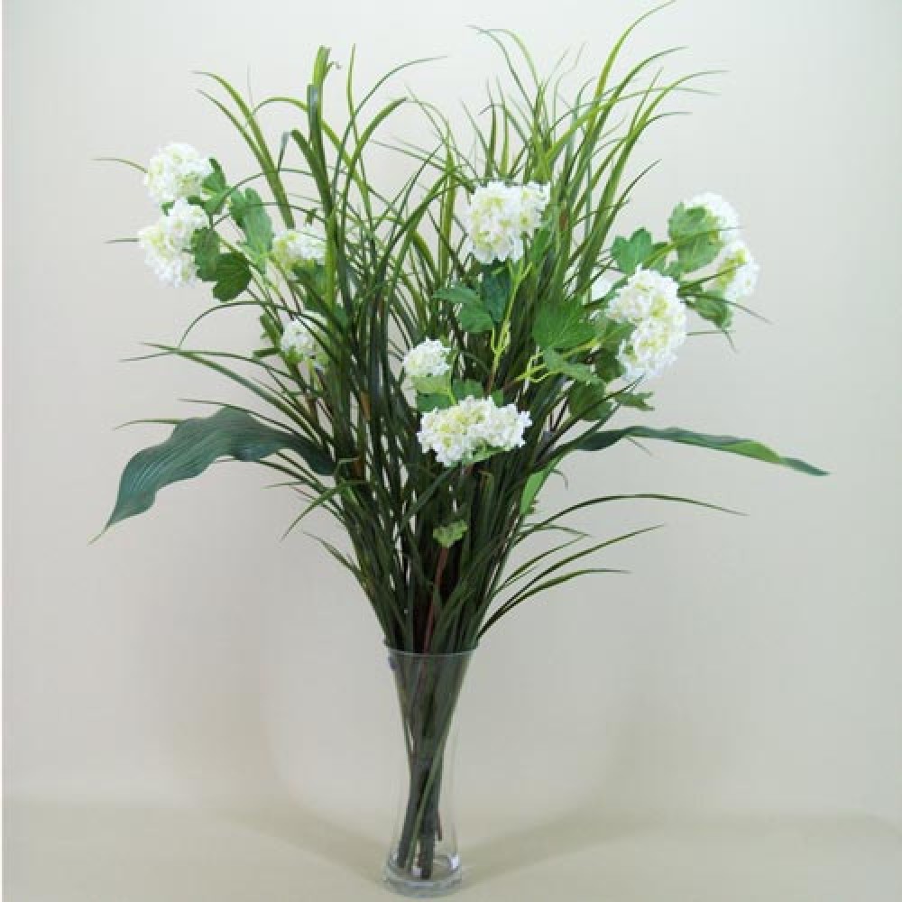Silk Viburnum Snowball Flowers Ivory 68cm Artificial Flowers