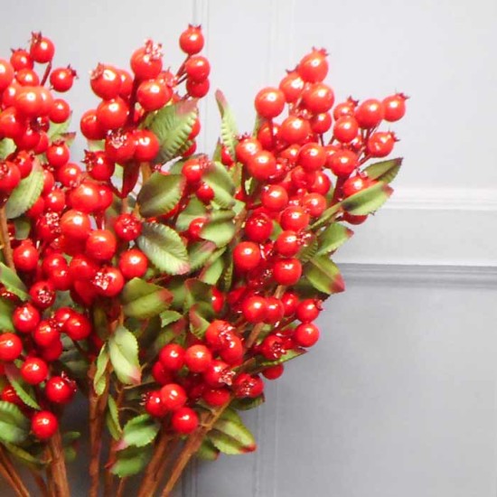 Artificial Christmas Berries Stem Red 63cm - X21086 CC4