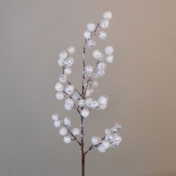 Artificial Snowberries Branch with Glitter Frosting 60cm - X21112