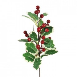 Artificial Holly Branch Variegated 43cm - X21097 BAY3D : Next delivery due Sept 2022