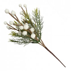 Artificial Berries and Spruce Pick White 22cm - X21079 GS1D