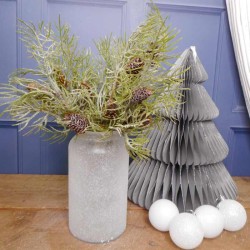 Glitter Christmas Cypress Spray with Fir Cones 32cm - X22017 CC4