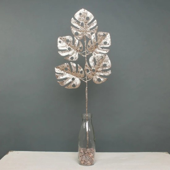 Glitter Monstera Leaves Champagne Gold 65cm - X25024 Glitter Monstera Leaves Champagne Gold 65cm - X25024