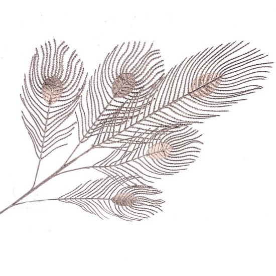 Glitter Peacock Feathers Champagne Gold 60cm - X25010