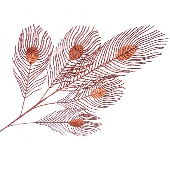 Glitter Peacock Feathers Copper 60cm - X25014
