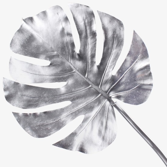 Metallic Monstera Leaf Silver 80cm - X23043 BAY4B