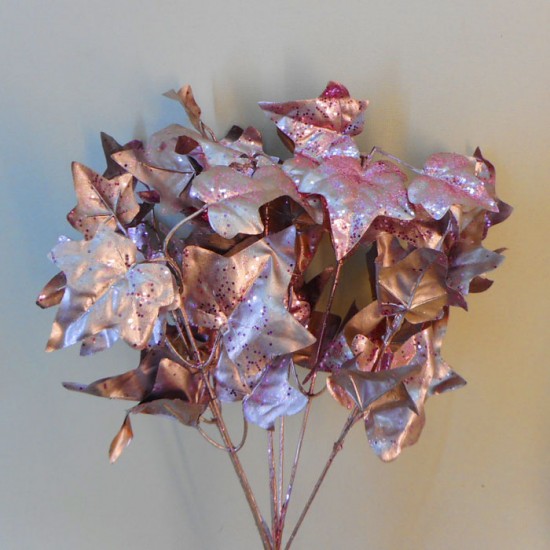 Glitter Christmas Ivy Bush Dusky Pink 42cm - X20050