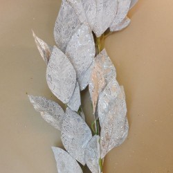 Metallic Leaves Christmas Garland Silver 180cm - 17X172