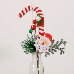 Santa and Candy Cane Pick 27cm - X25034