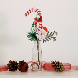 Santa and Candy Cane Pick 27cm - X25034