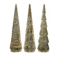 Set of 3 Assorted Glass Christmas Trees 35cm - X24037