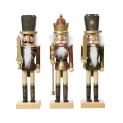 Set of 3 Assorted Wooden Nutcrackers 25cm - X24039