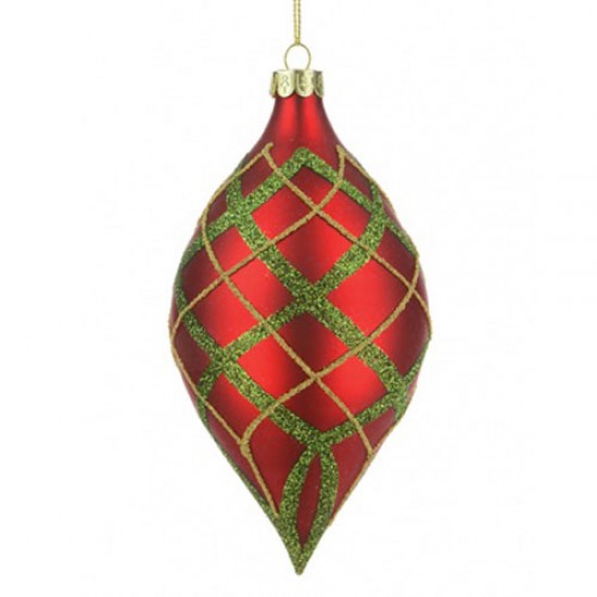 150mm Tashika Glass Christmas Baubles Red Green and Gold - 17X052