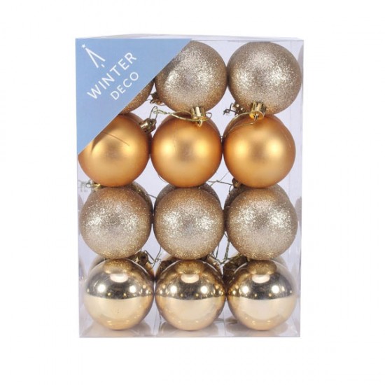 60mm Shatterproof Christmas Baubles Gold Pack of 24 - X19051