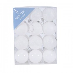 60mm Shatterproof Christmas Baubles White Pack of 24 - X19054