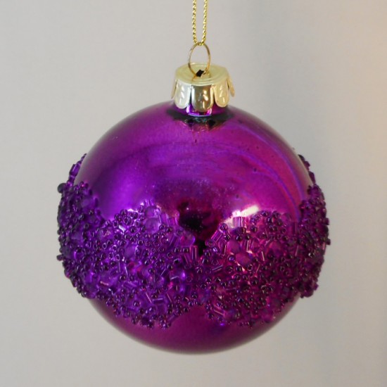 80mm Glass Christmas Baubles Xenia Magenta SECONDS - X20028