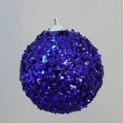 80mm Shatterproof Shimmer Glitterball Christmas Baubles Dark Blue - X20021