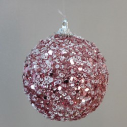 80mm Shatterproof Shimmer Glitterball Christmas Baubles Pink - X20025