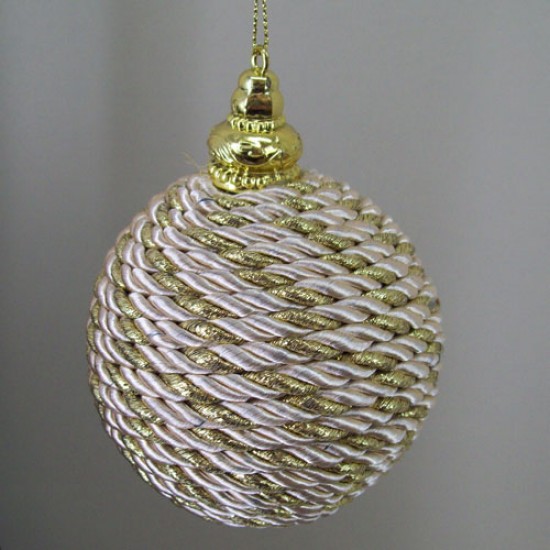 80mm Shatterproof Christmas Baubles Champagne Gold Rope - 15X041