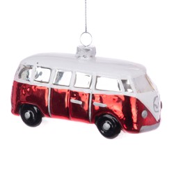 Glass Campervan Christmas Baubles Red - X25049