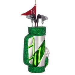 Glass Golf Club Bag Christmas Baubles Green - X25060