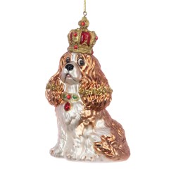 Glass King Charles Spaniel Christmas Baubles Blenheim - X25062