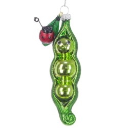 Pea Pod Glass Christmas Bauble Green - X25076