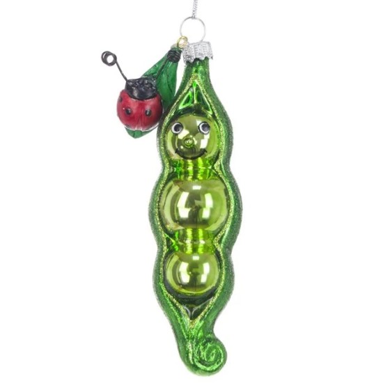 Pea Pod Glass Christmas Bauble Green - X25076 Pea Pod Glass Christmas Bauble Green - X25076
