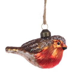 Glass Robin Christmas Baubles - X25063