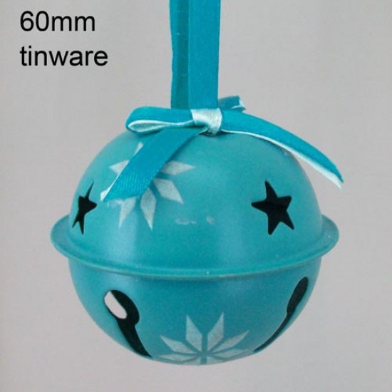 60mm Metal Sleigh Bell Tree Decorations Teal - 14X098