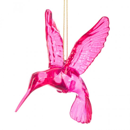 100mm Pink Hummingbird Christmas Baubles - X21046