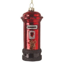 Post Box Glass Christmas Bauble 110mm - X24056