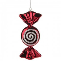 Red Peppermint Candy Swirl Christmas Baubles 120mm - X21052