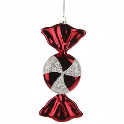 Red Peppermint Candy Twist Christmas Baubles 120mm - X21053
