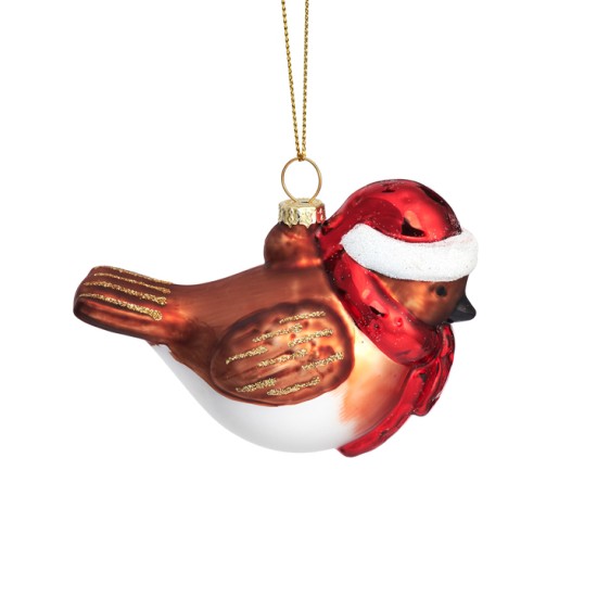 Robin Glass Christmas Bauble - X24001