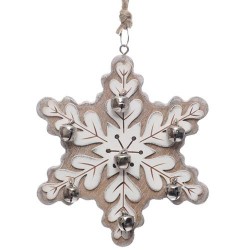 11cm Rustic Wooden Snowflake Tree Decoration or Gift Tag - 14X100