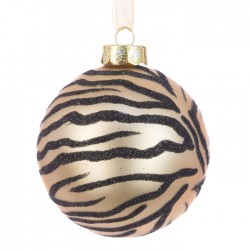 80mm Glass Tiger Christmas Baubles - X21012