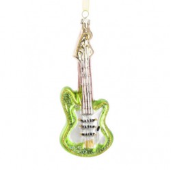 Glass Guitar Christmas Baubles Green - X21105
