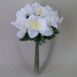 Artificial Christmas Roses Posy (Hellebores) White Frosted - 15X056