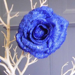 Christmas Clip on Glitter Rose Blue 16cm - X22047