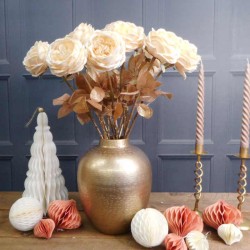Christmas Flowers | Glitter Rose Cream Peach 55cm - X22028 