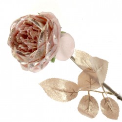 Christmas Flowers | Glitter Rose Pink 55cm - X22027