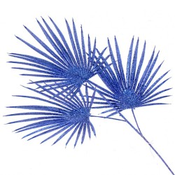 Glitter Fan Palm Leaves Blue 74cm - X23029