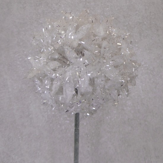 62cm White Glitter Allium - X23004