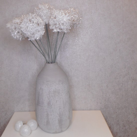 62cm White Glitter Allium - X23004