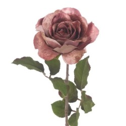 Luxury Velvet Artificial Rose Pink 60cm - X25072