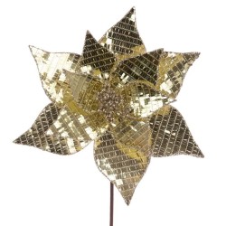 Mirror Disco Ball Poinsettia Gold 50cm-  X25065