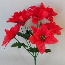 Poinsettia Bush Red 7 Flowers - 18X070 BAY3A