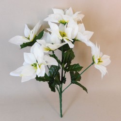 Poinsettia Bush White 7 Flowers - 18X071 
