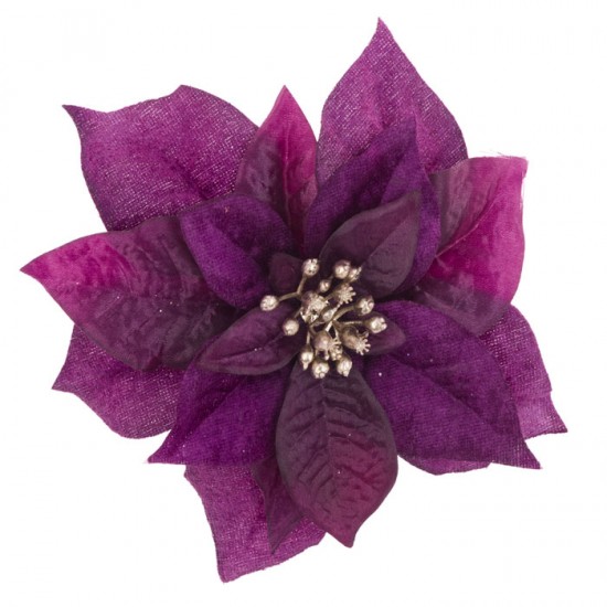 Poinsettia on Clip Magenta Pink 17cm - X21085 BAY2B